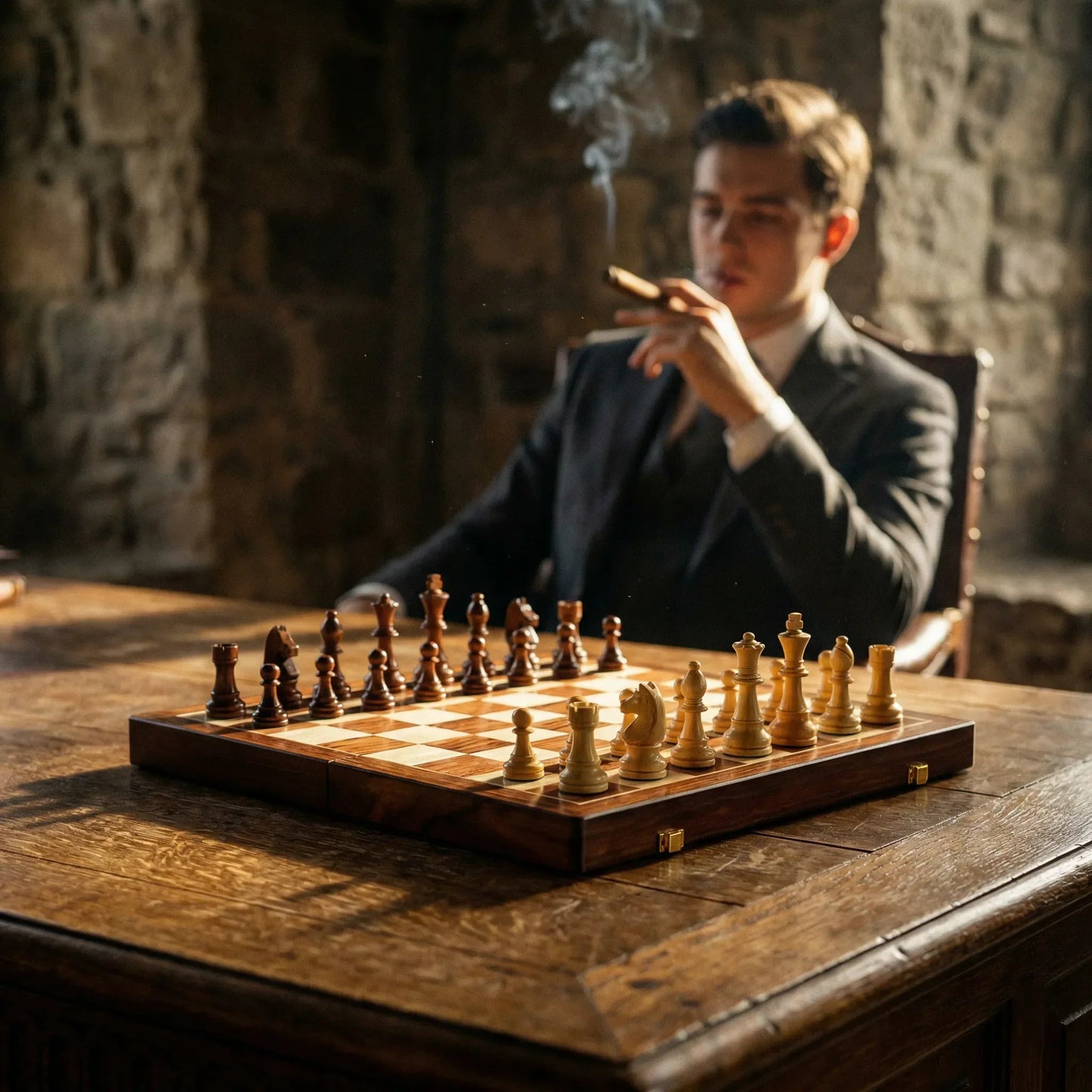 Foldable Wooden Chess Set with Pieces - Portable Classic Design