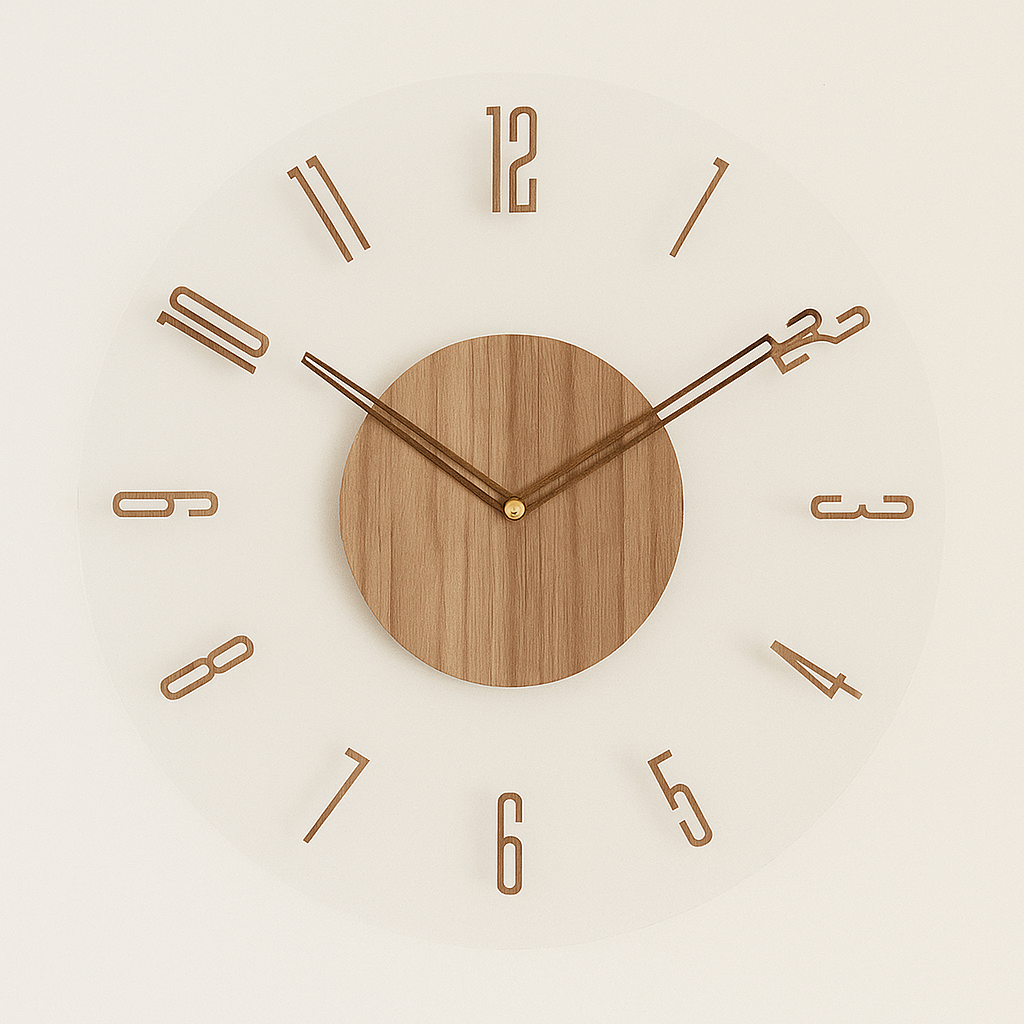 Scandinavian Minimalist Silent Wall Clock in Natural Wood