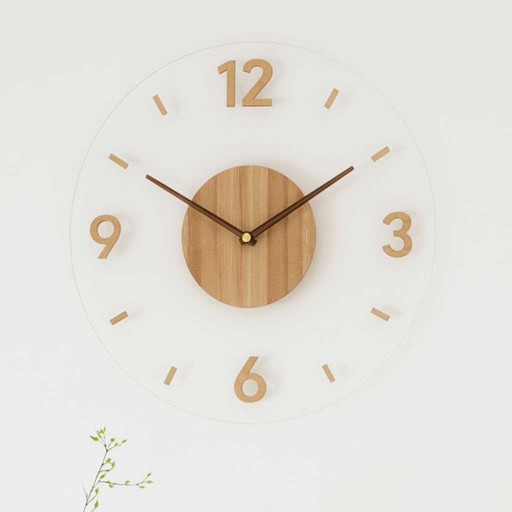 Scandinavian Minimalist Silent Wall Clock in Natural Wood