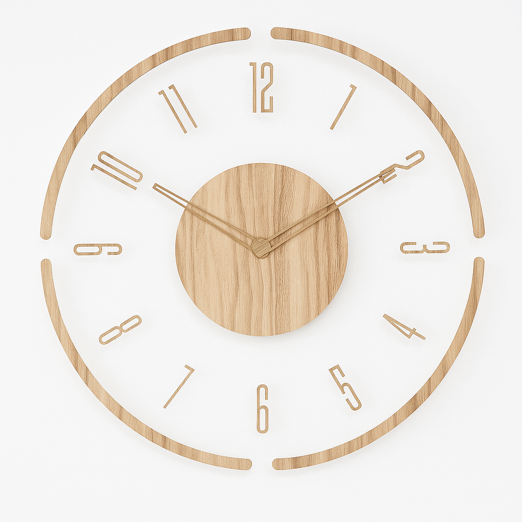 Scandinavian Minimalist Silent Wall Clock in Natural Wood