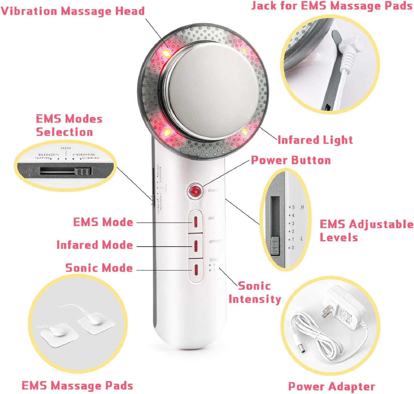 EMS Slimming Massager with Ultrasound and Adjustable Intensity