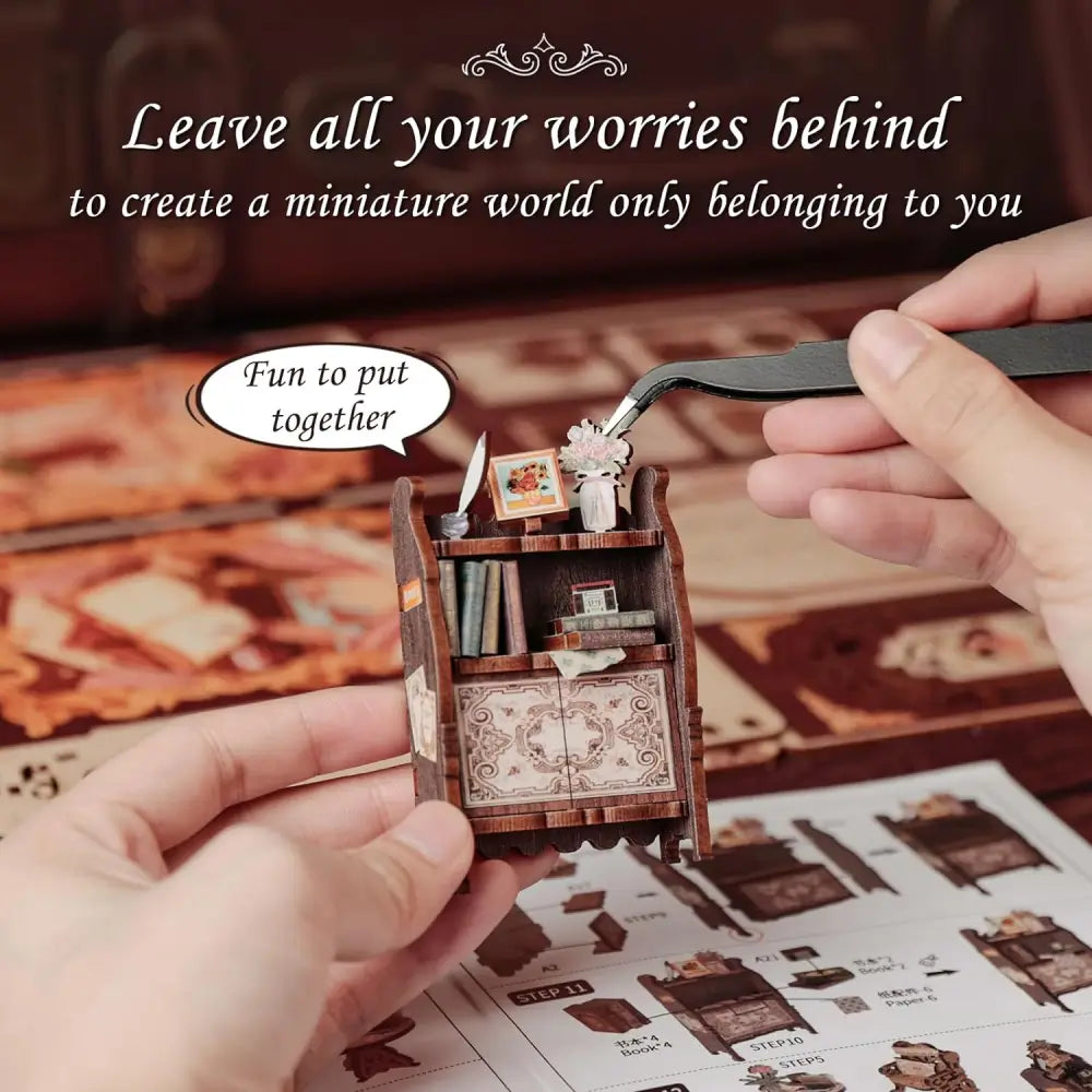 DIY Mini Bookshop Building Kit with Dust Cover