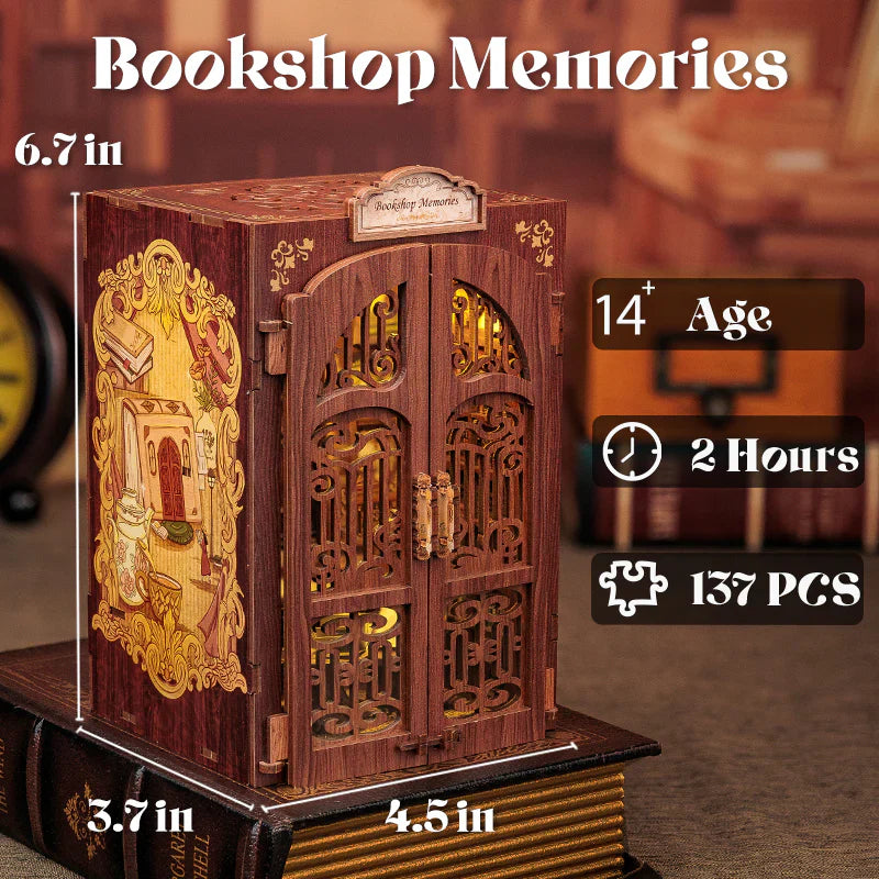 DIY Mini Bookshop Building Kit with Dust Cover