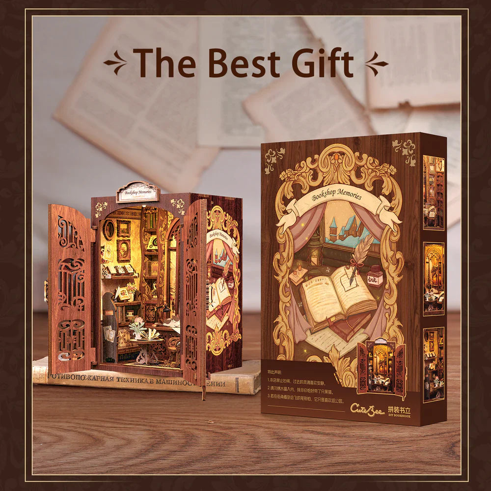 DIY Mini Bookshop Building Kit with Dust Cover