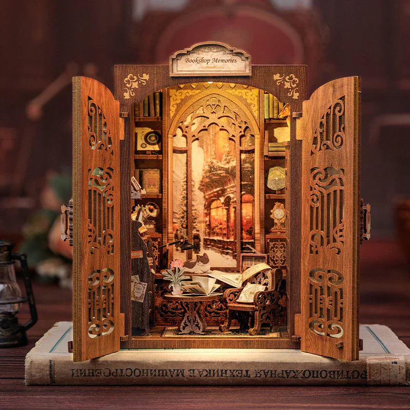 DIY Mini Bookshop Building Kit with Dust Cover