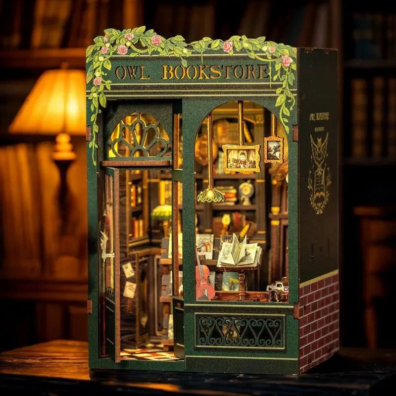 DIY Mini Owl Bookstore with LED Lights