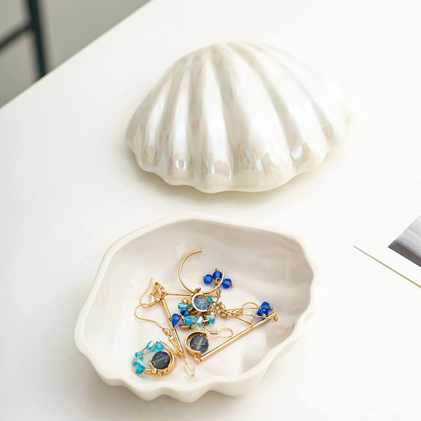 Ceramic Shell Jewelry Organizer Box