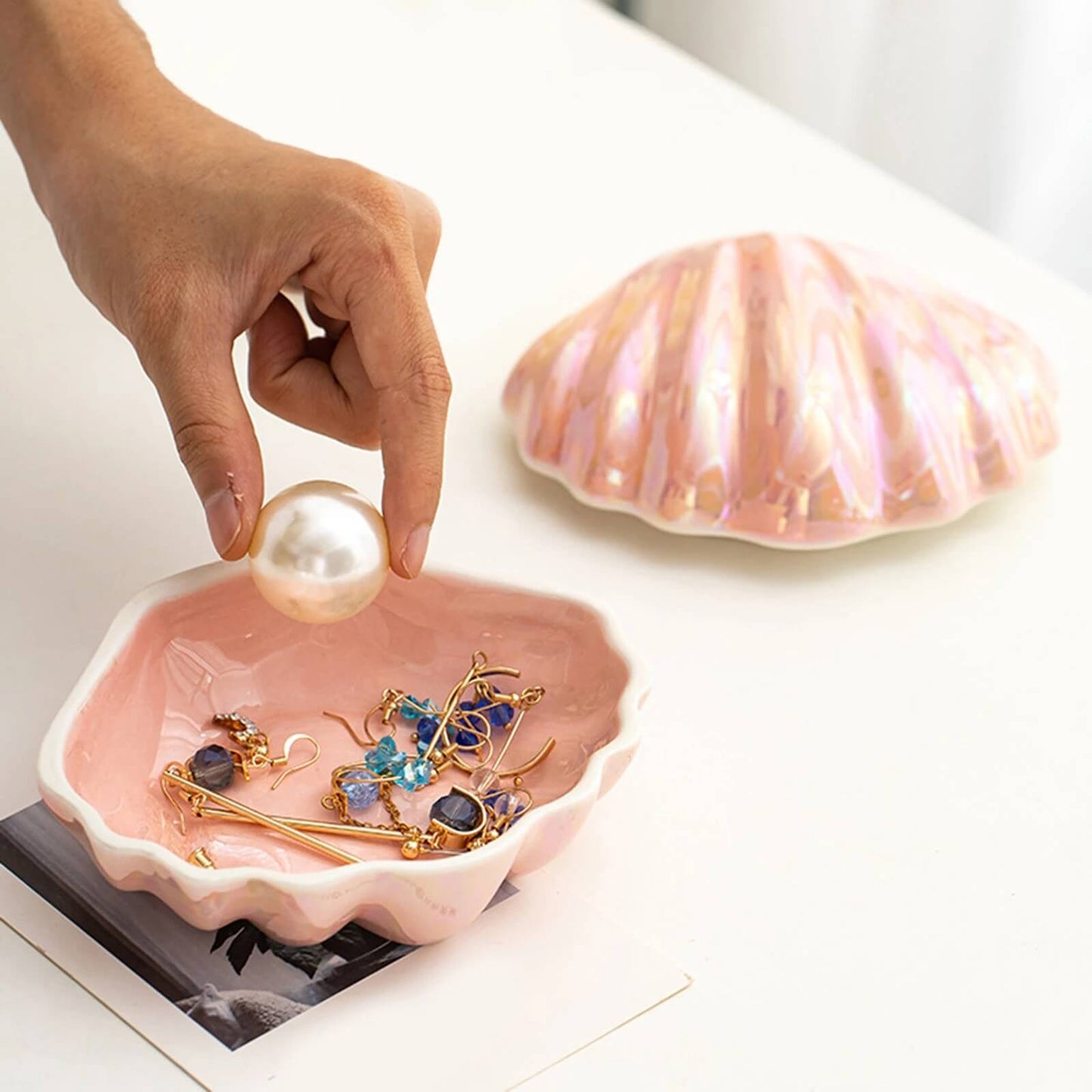 Ceramic Shell Jewelry Organizer Box