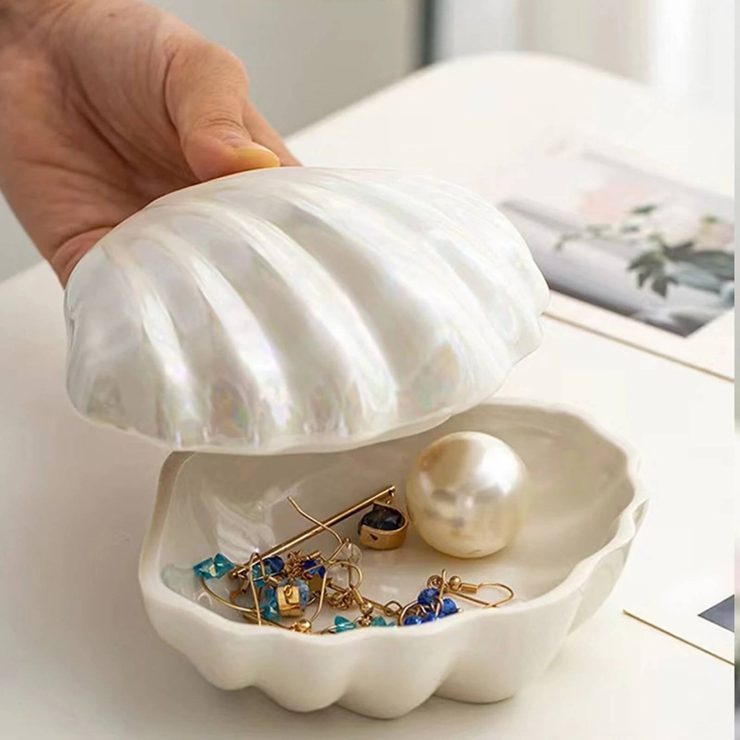 Ceramic Shell Jewelry Organizer Box