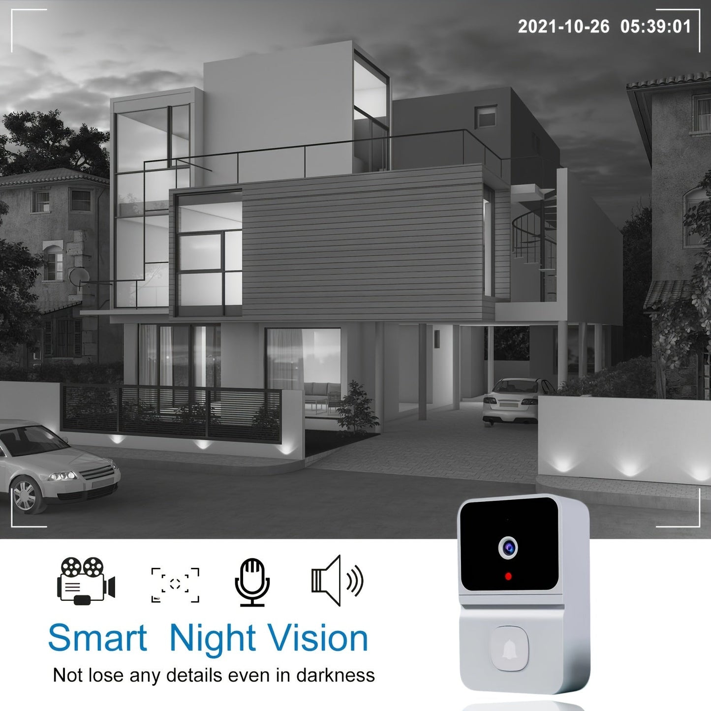 Wireless Doorbell Camera with Night Vision and Rechargeable Battery