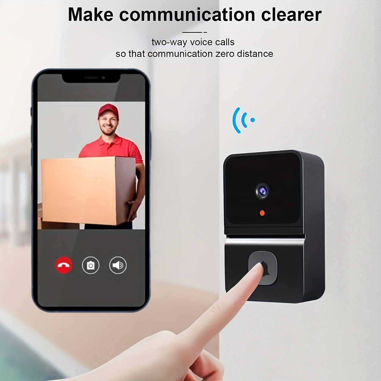 Wireless Doorbell Camera with Night Vision and Rechargeable Battery