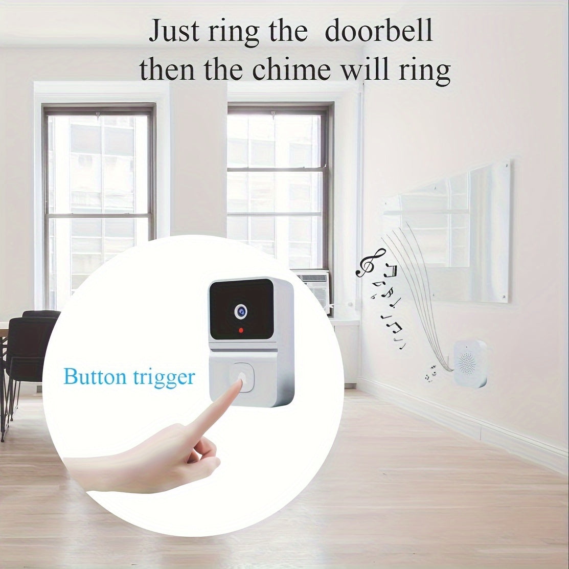 Wireless Doorbell Camera with Night Vision and Rechargeable Battery