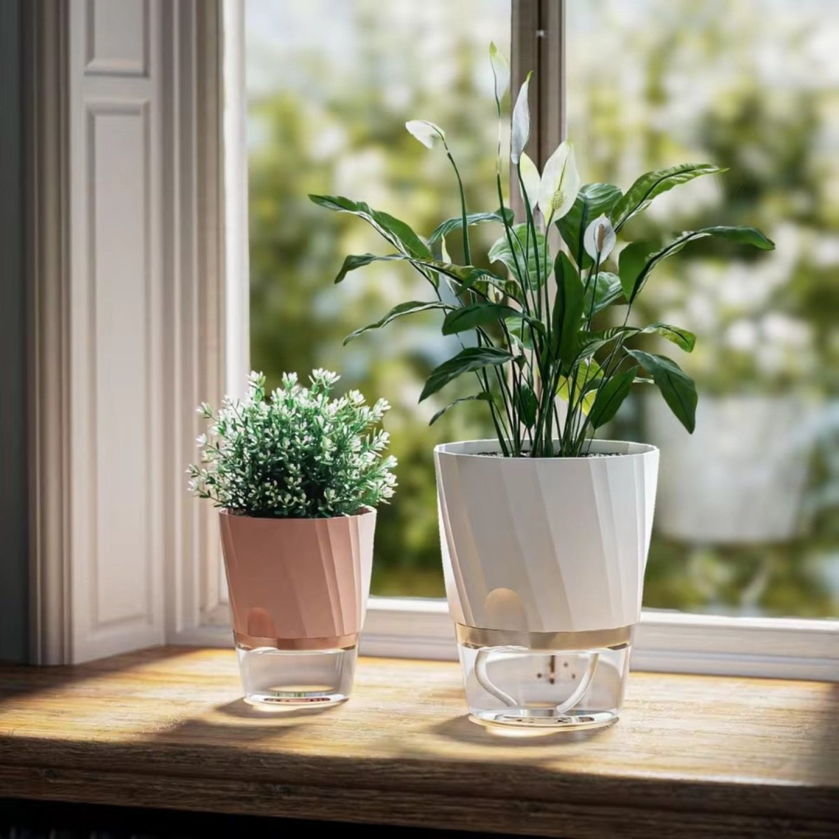 Self-Watering Plastic Flowerpot for Indoor Gardening