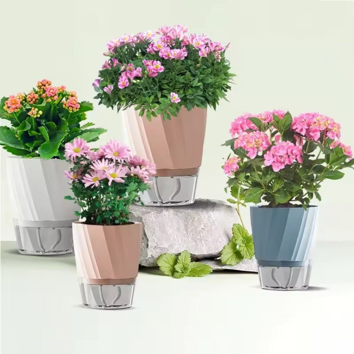 Self-Watering Plastic Flowerpot for Indoor Gardening