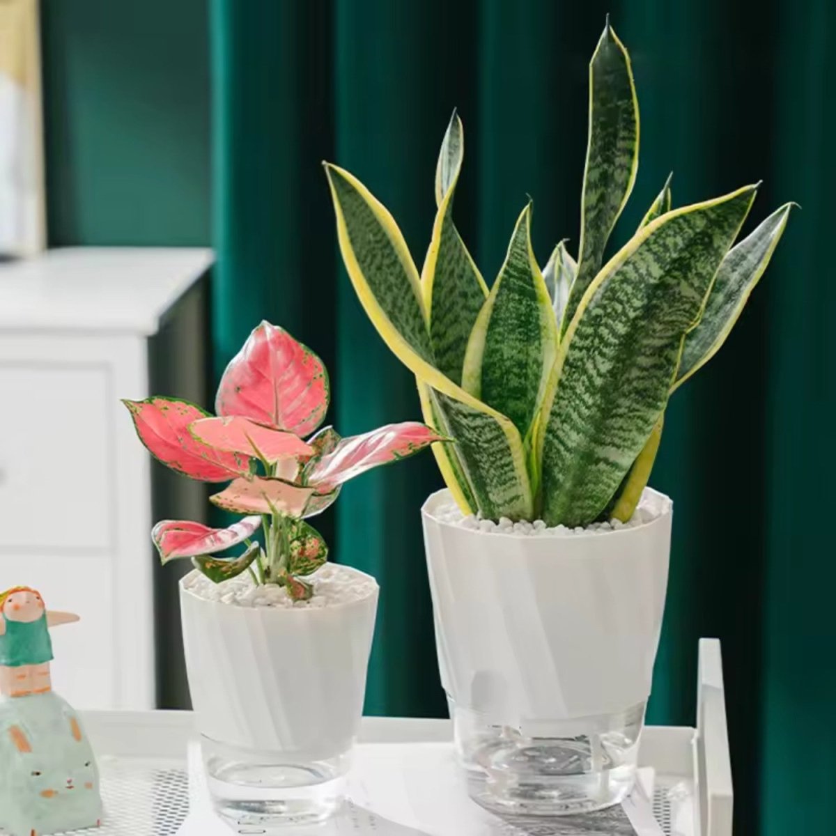 Self-Watering Plastic Flowerpot for Indoor Gardening