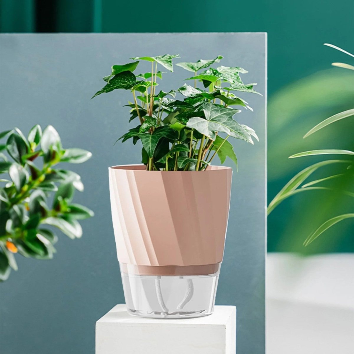 Self-Watering Plastic Flowerpot for Indoor Gardening