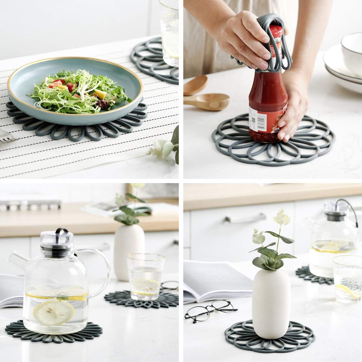 Heat Resistant Silicone Coasters Set of 3 Non-Slip Pads