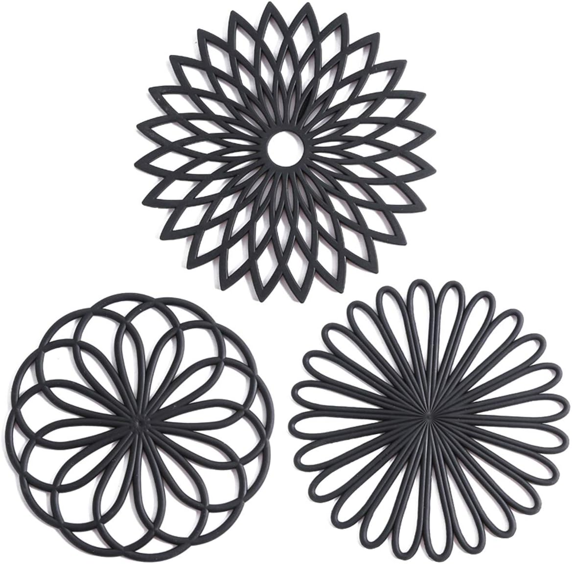 Heat Resistant Silicone Coasters Set of 3 Non-Slip Pads