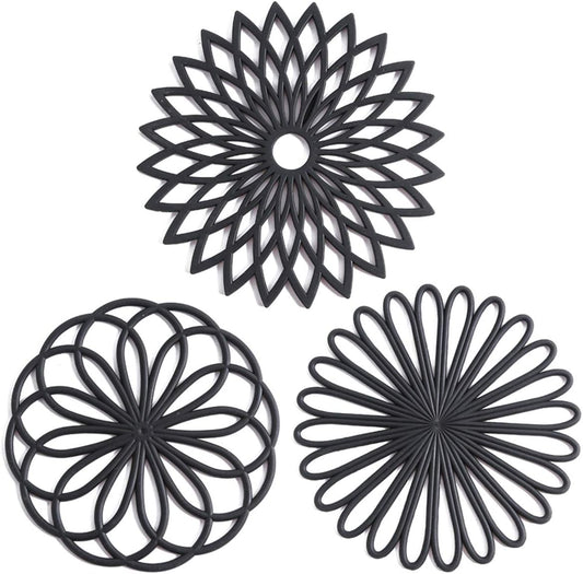 Heat Resistant Silicone Coasters Set of 3 Non-Slip Pads
