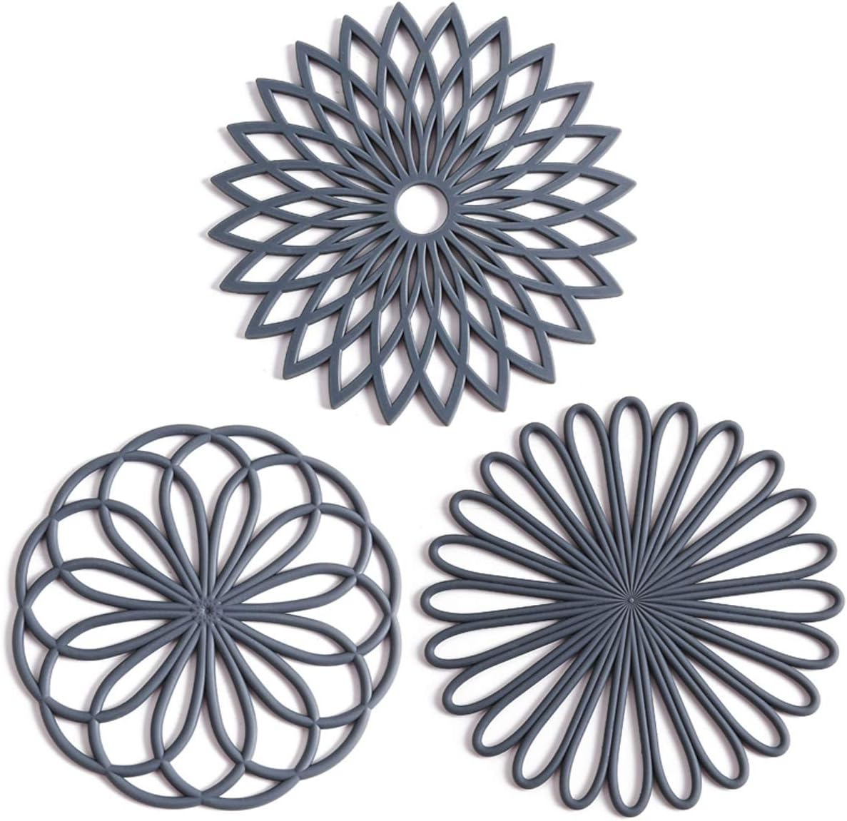 Heat Resistant Silicone Coasters Set of 3 Non-Slip Pads