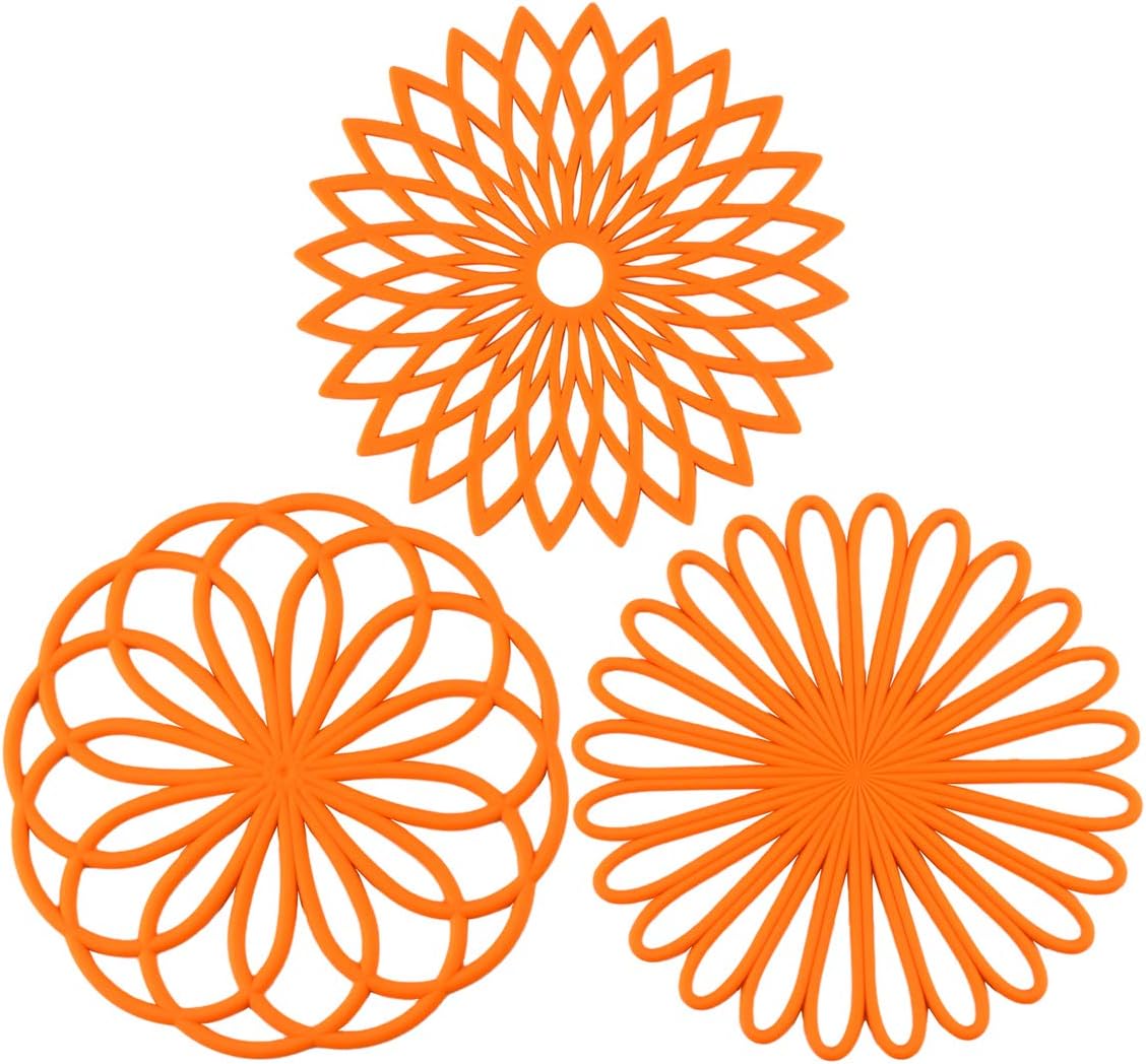 Heat Resistant Silicone Coasters Set of 3 Non-Slip Pads