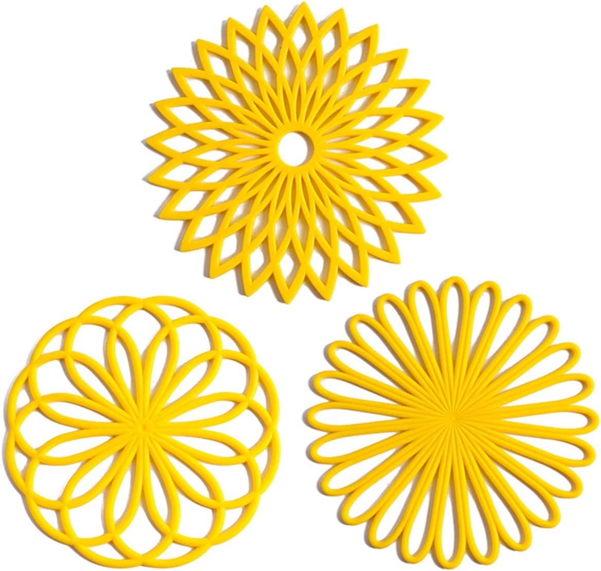 Heat Resistant Silicone Coasters Set of 3 Non-Slip Pads