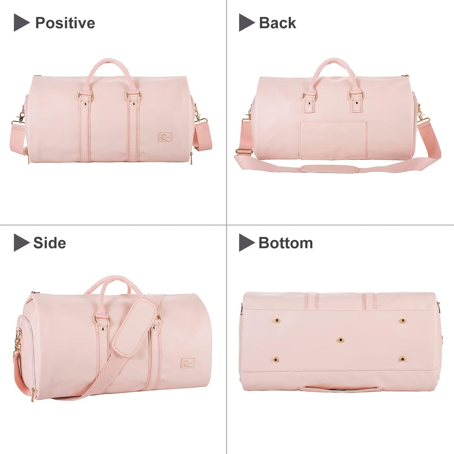 Convertible PU Leather Garment Duffel Bag with Shoe Compartment