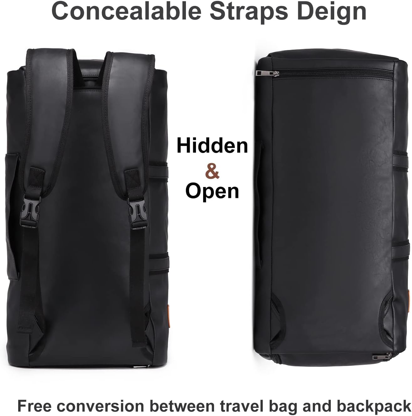 Convertible PU Leather Garment Duffel Bag with Shoe Compartment