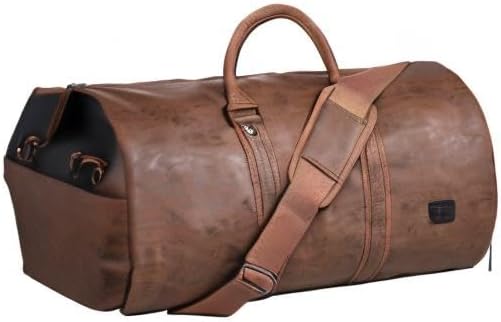 Convertible PU Leather Garment Duffel Bag with Shoe Compartment