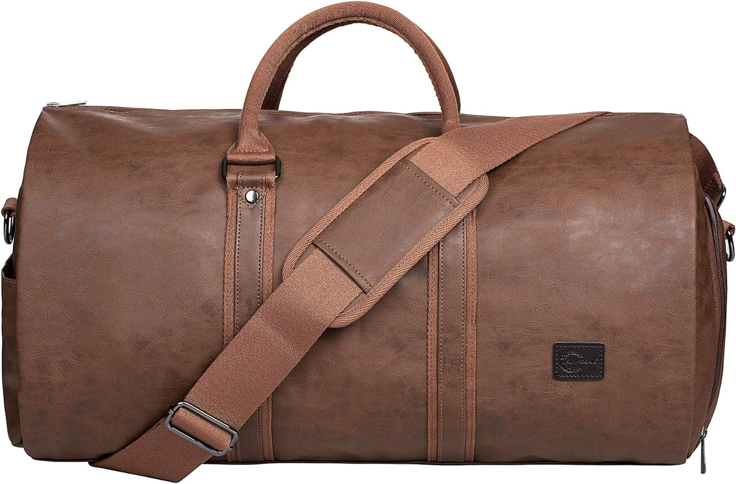 Convertible PU Leather Garment Duffel Bag with Shoe Compartment