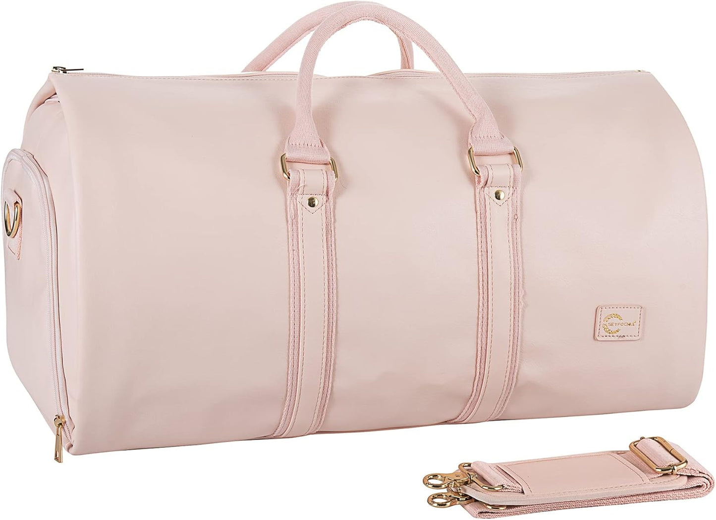 Convertible PU Leather Garment Duffel Bag with Shoe Compartment