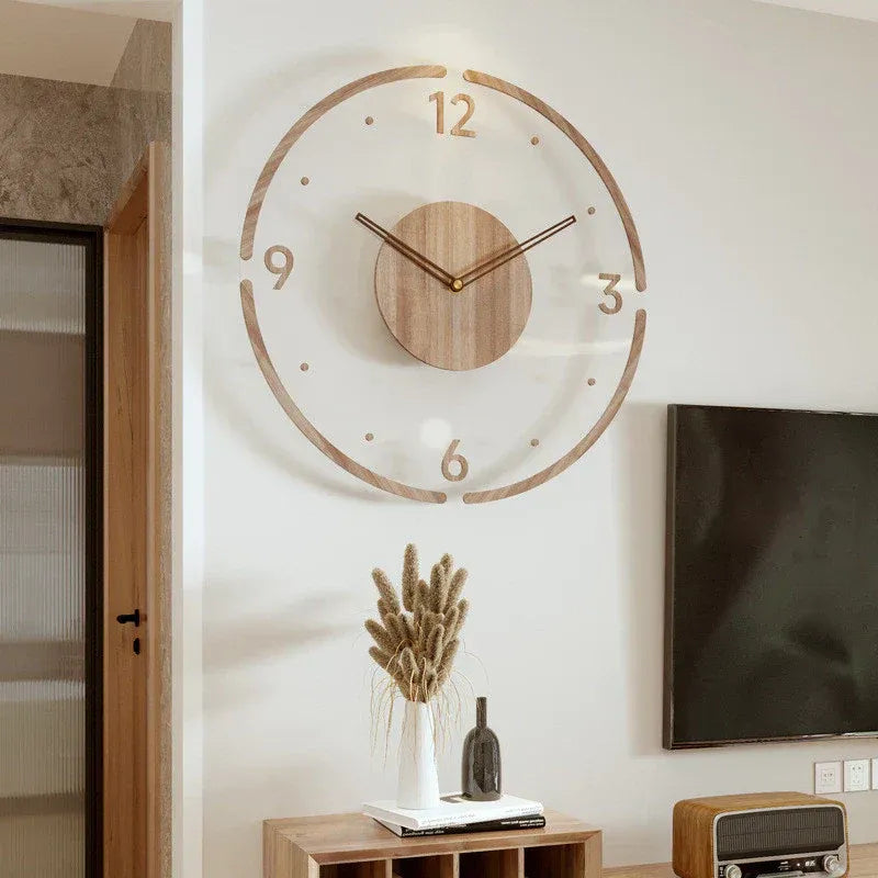 Scandinavian Minimalist Silent Wall Clock in Natural Wood