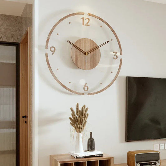 Scandinavian Minimalist Silent Wall Clock in Natural Wood