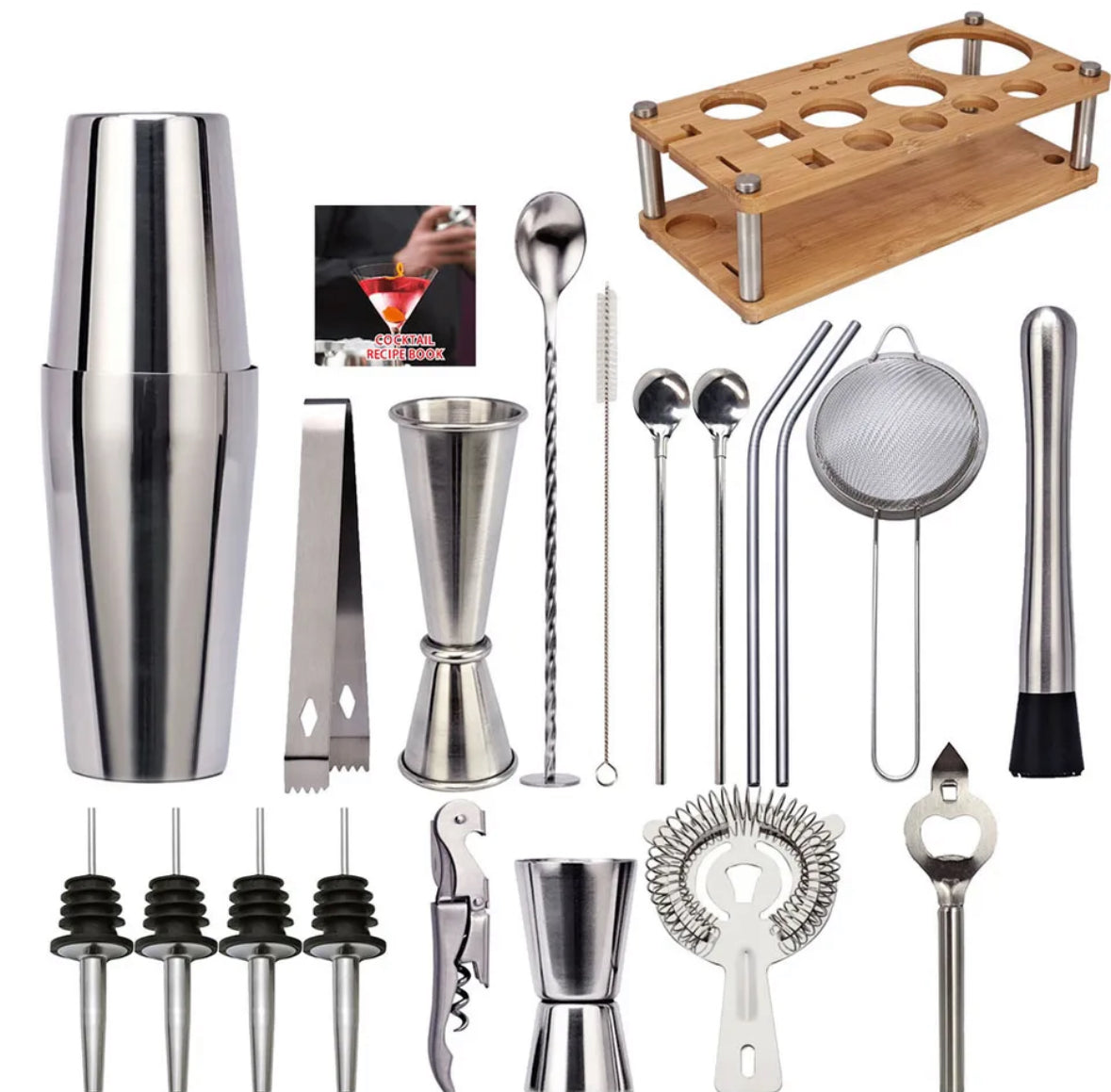 23-Piece Stainless Steel Bartender Set