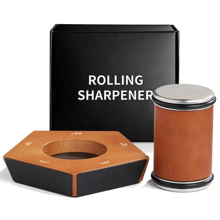 Manual Diamond Knife Sharpener with Wooden Base and Adjustable Angle Support