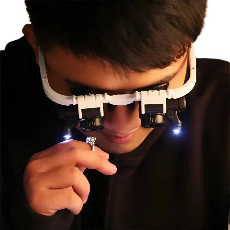 LED Magnifying Glasses with Interchangeable Lenses and Adjustable Light