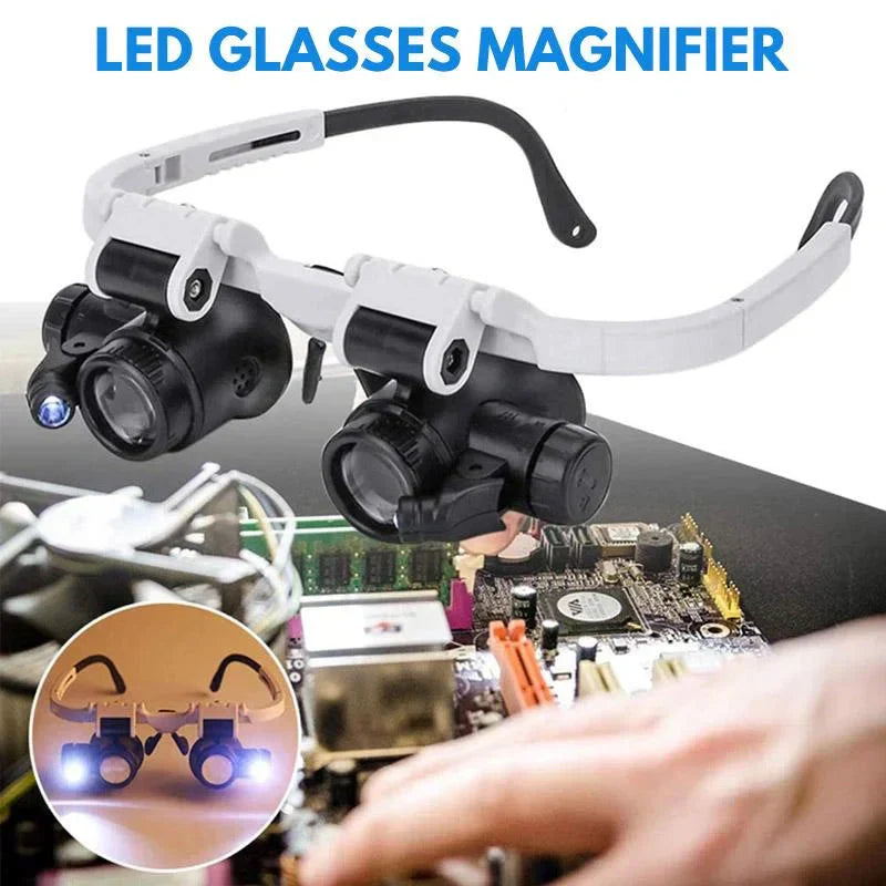 LED Magnifying Glasses with Interchangeable Lenses and Adjustable Light