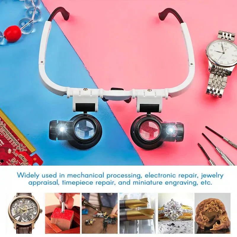 LED Magnifying Glasses with Interchangeable Lenses and Adjustable Light