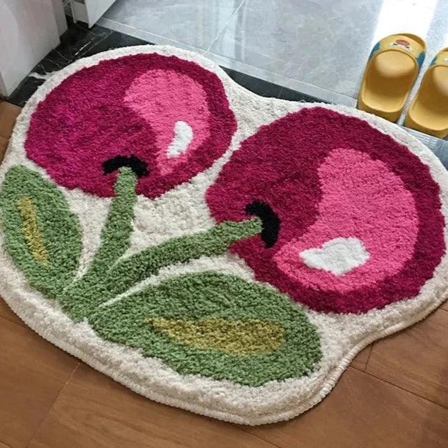 Cherry Tufted Bath Mat - Non-Slip and Absorbent