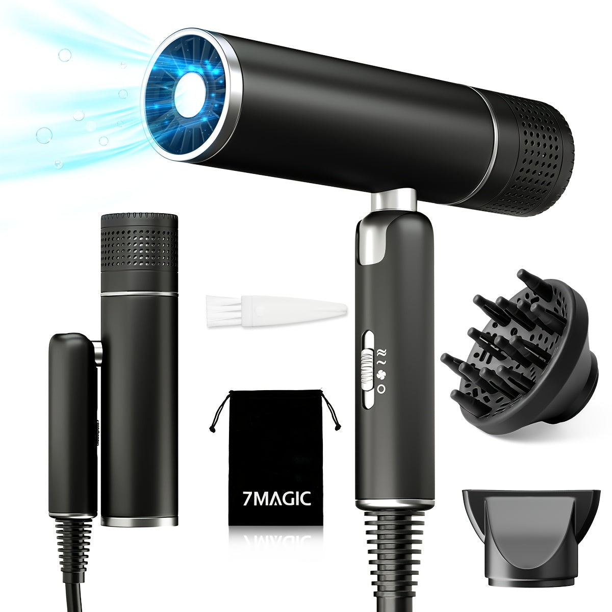 Fast-Drying Foldable Hair Dryer with Negative Ion Technology