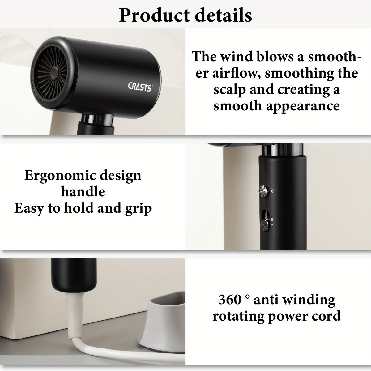 2200W Professional Hair Dryer with Concentrator Nozzle