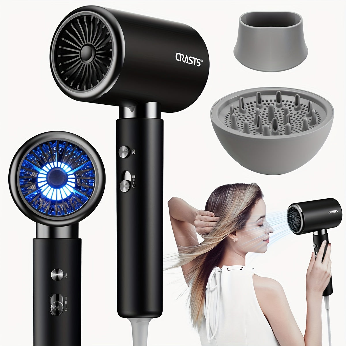 2200W Professional Hair Dryer with Concentrator Nozzle