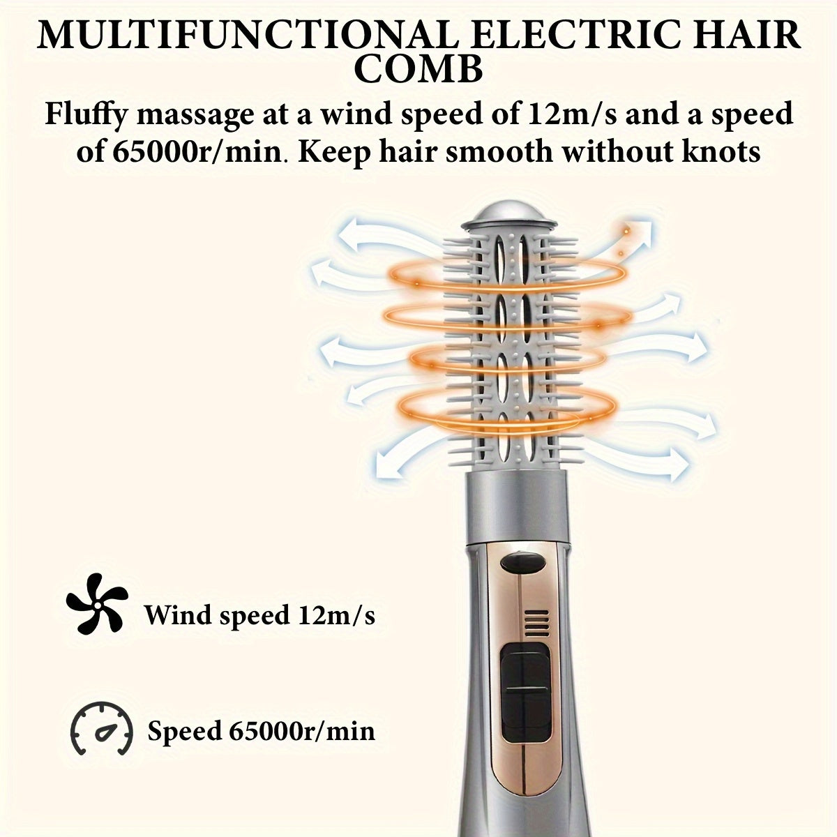 800W Mains Powered Hair Dryer Brush for Even Styling