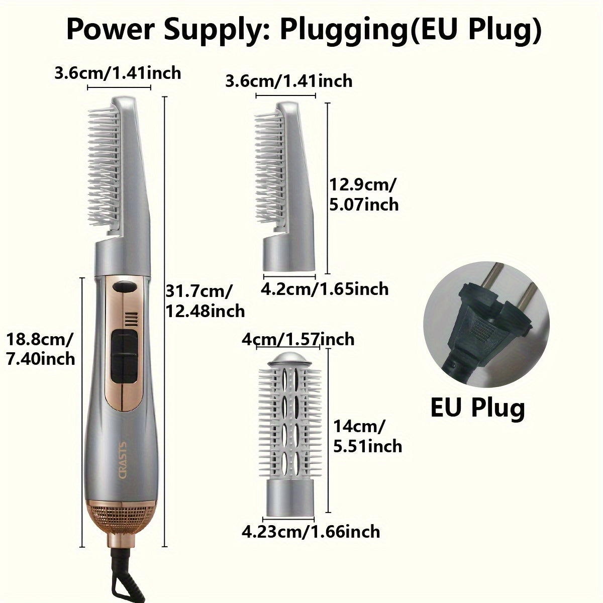 800W Mains Powered Hair Dryer Brush for Even Styling