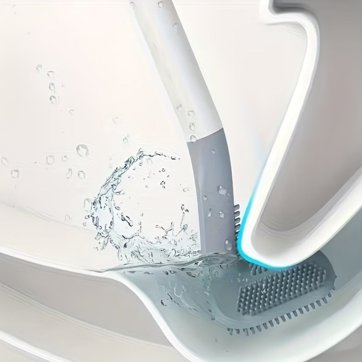 Triangular Silicone Toilet Brush with Wall-Mount Design