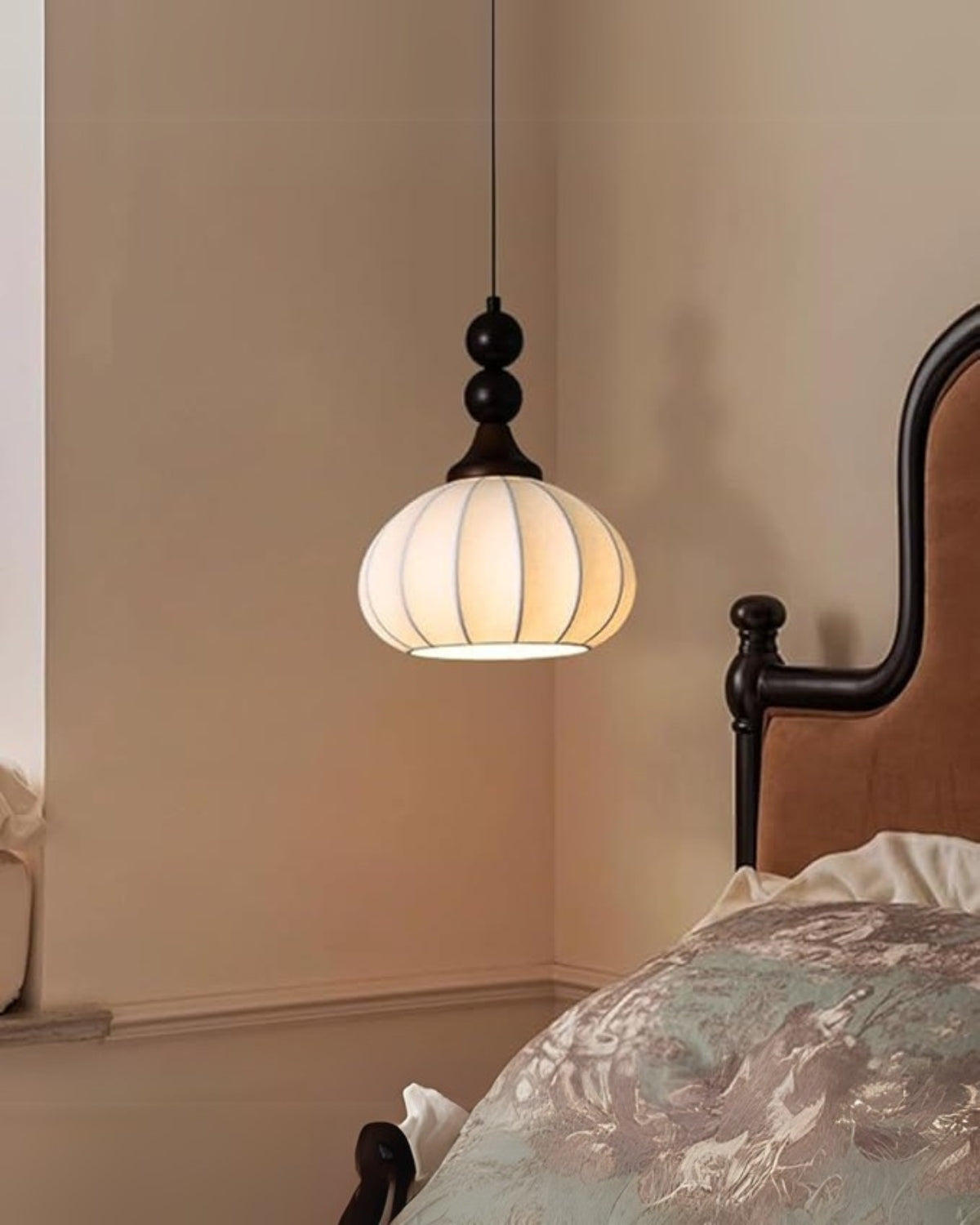 Minimalist Silk and Wood Table Lamp with LED Lighting