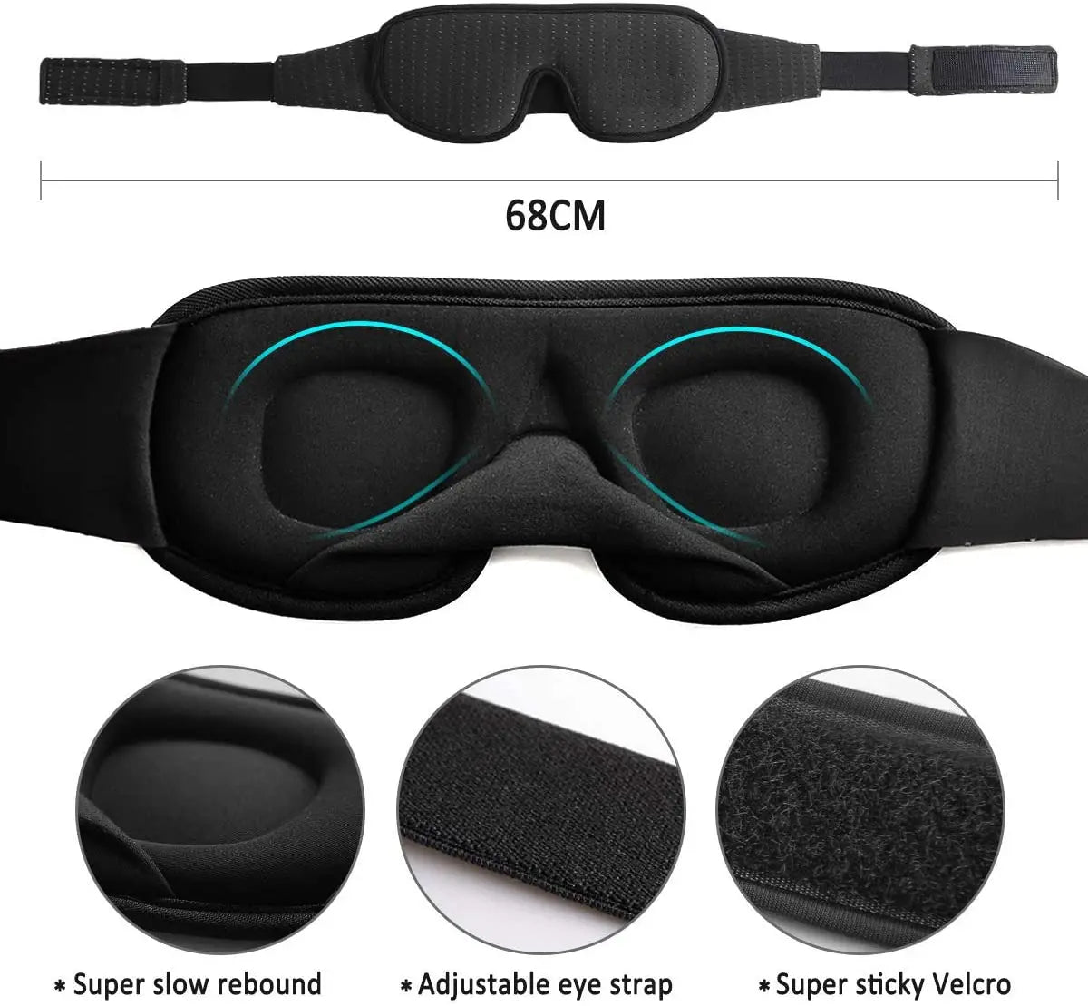 Luxury 3D Eye Mask for Deep Sleep, Soft Fabric, Adjustable Fit