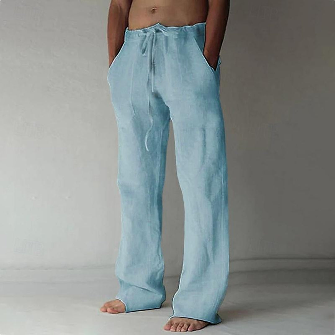 Men's Airy Linen Trousers - Relaxed Fit Summer Pants