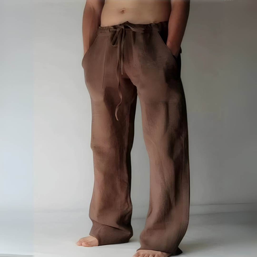 Men's Airy Linen Trousers - Relaxed Fit Summer Pants