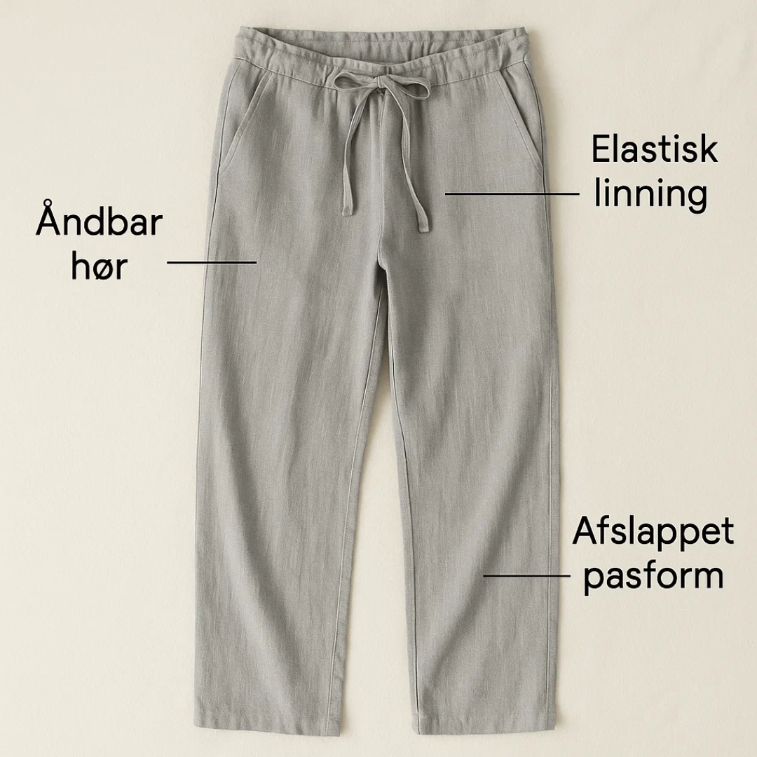 Men's Airy Linen Trousers - Relaxed Fit Summer Pants